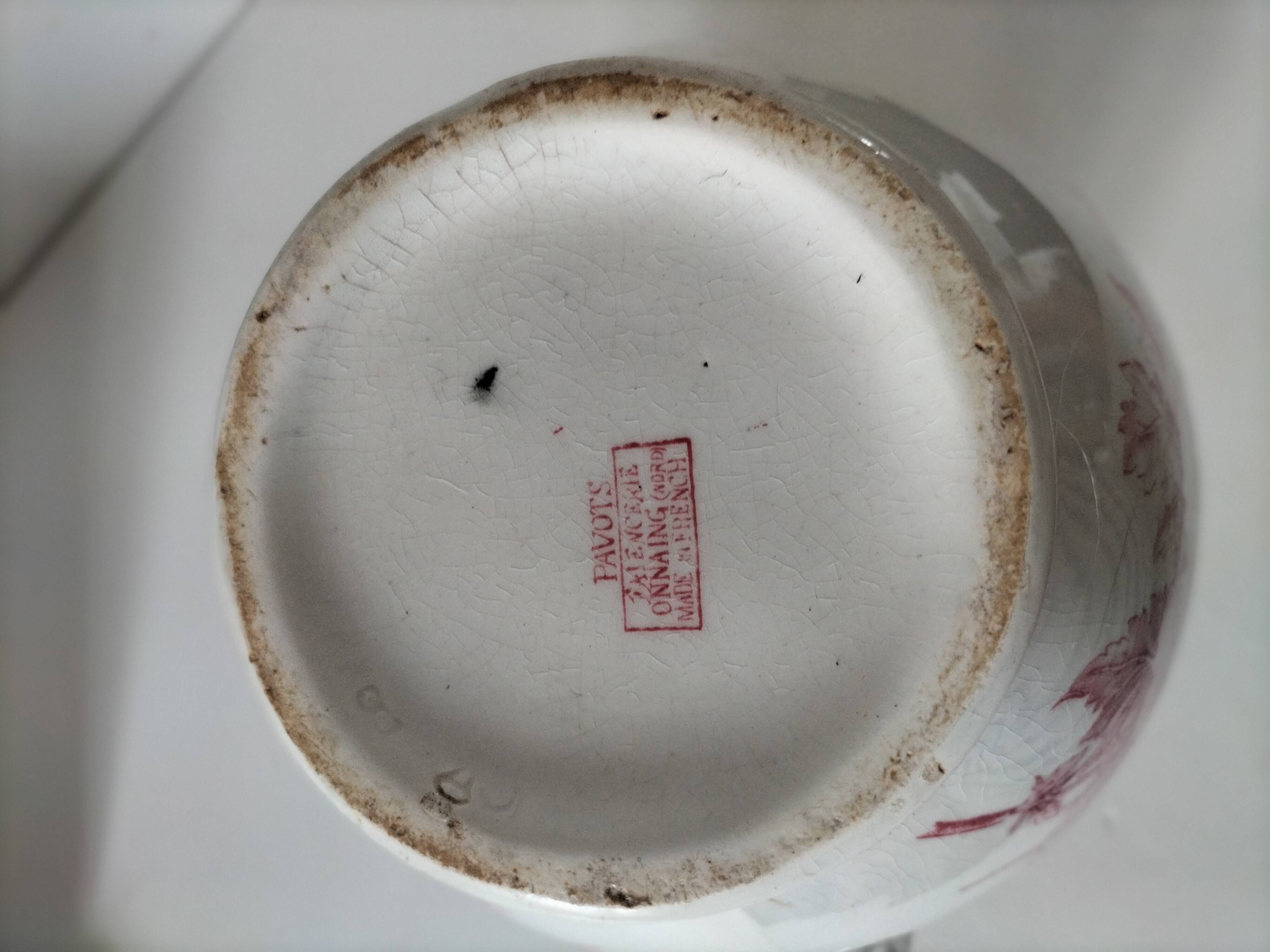 Large earthenware jug – Onnaing pottery (Nord), “Poppy” decoration