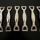 6 Silea knife holders in silver-colored metal stirrup shape