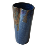 Ceramic vase with blue cover Signed Jean CACHELEUX (Puisaye)