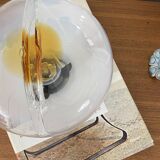 Lampe vintage verre Murano Mazzega et métal chromé