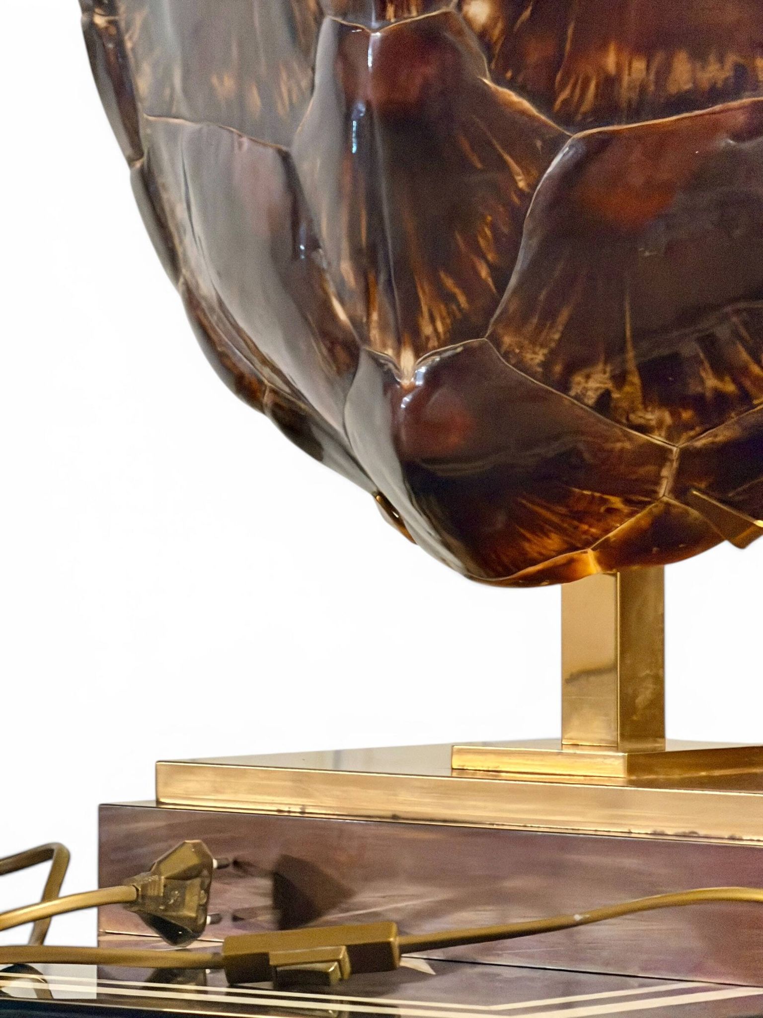 Turtle Lamp Maison Jansen - Genuine Shell & Brass (Circa 1970)