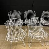 8 Vintage Harry Bertoia Wire Mesh Chairs White Lacquered Knoll