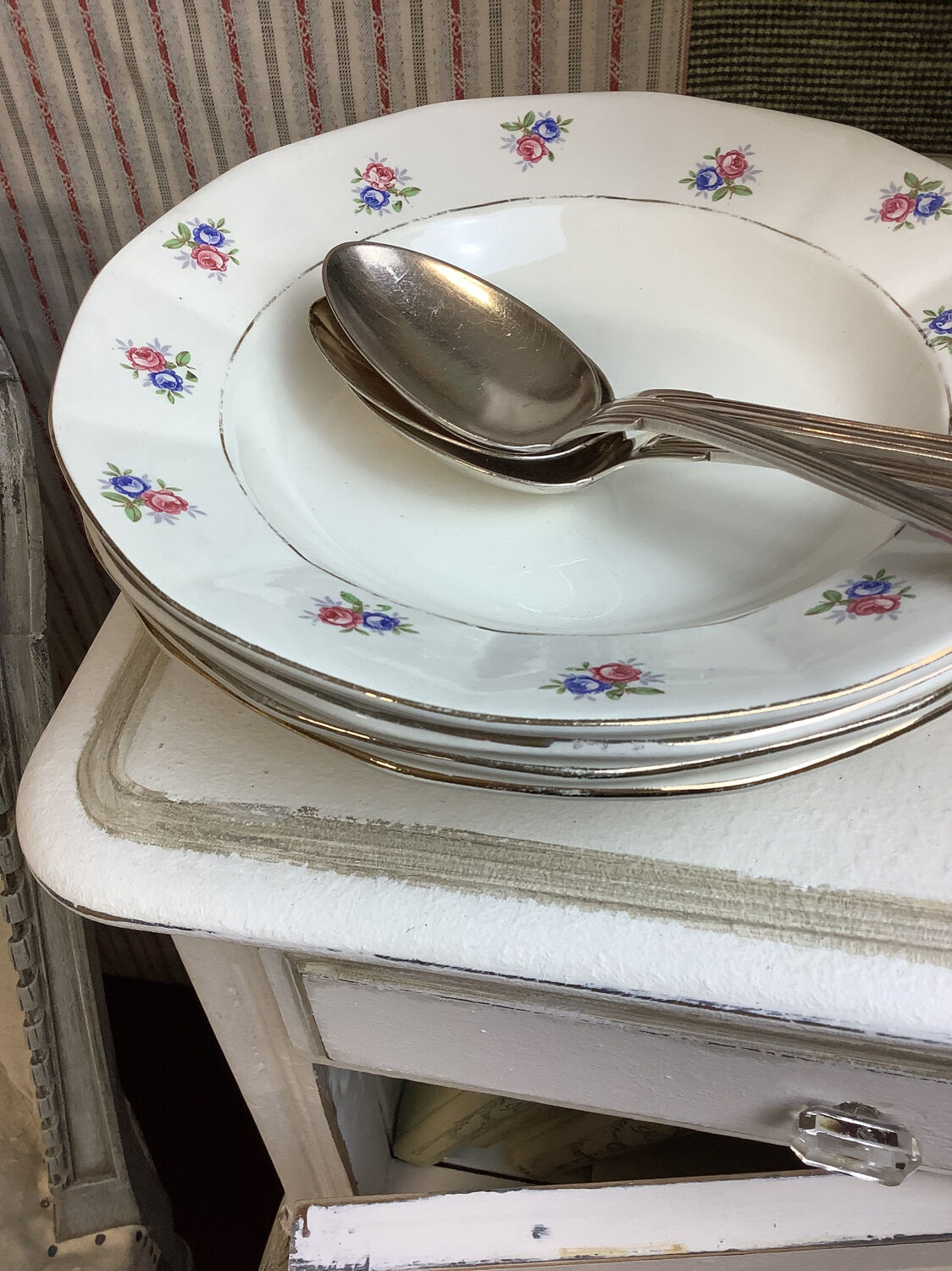 4 Vintage deep plates made in France Digoin Sarreguemines