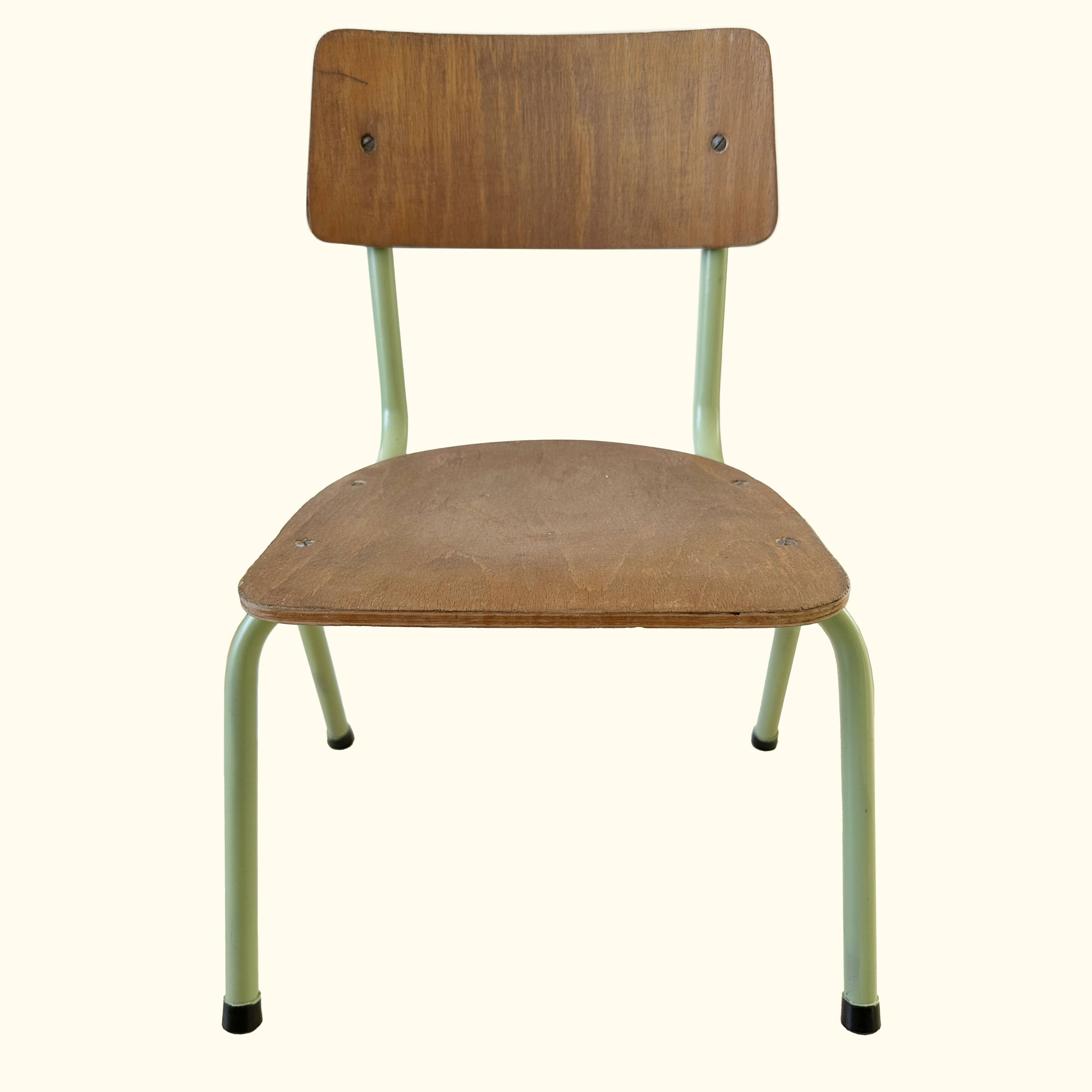 Vintage Beilrode (Germany) kindergarten chair | Almond green metal
