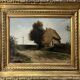 Tableau HST "Cottage by the roadside" calvary Brittany 19th century