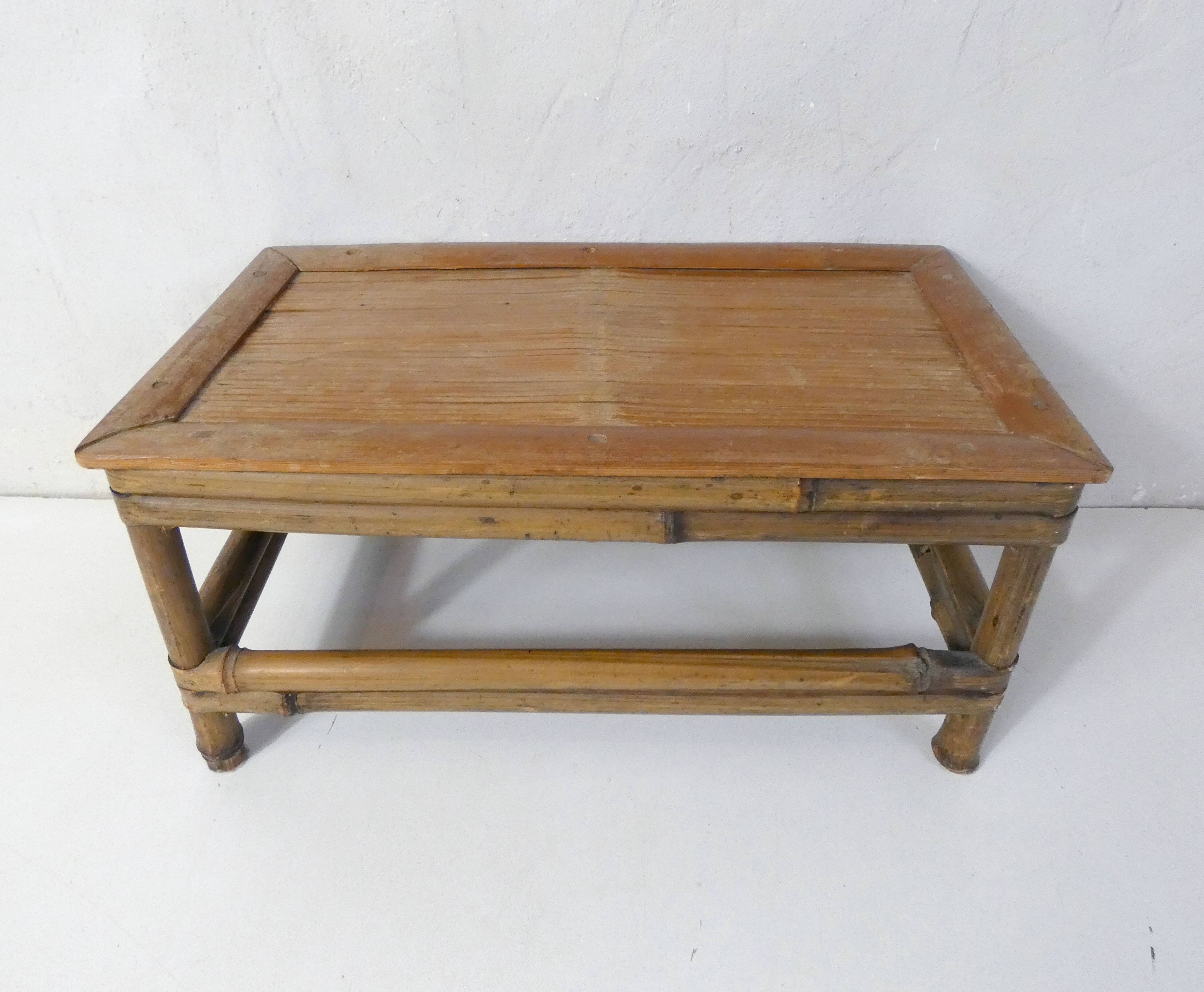 old small bamboo bench vintage step