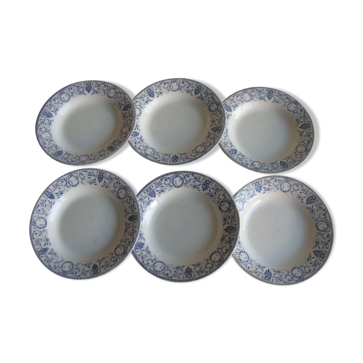 Lot of 6 hollow plates earthenware Creil Montereau décor Marie Louise