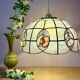 Vintage mother-of-pearl and brass lampshade pendant light with fruit decorations (2)