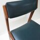 Set of 4 Scandinavian Teak and Green Leatherette Dining Chairs