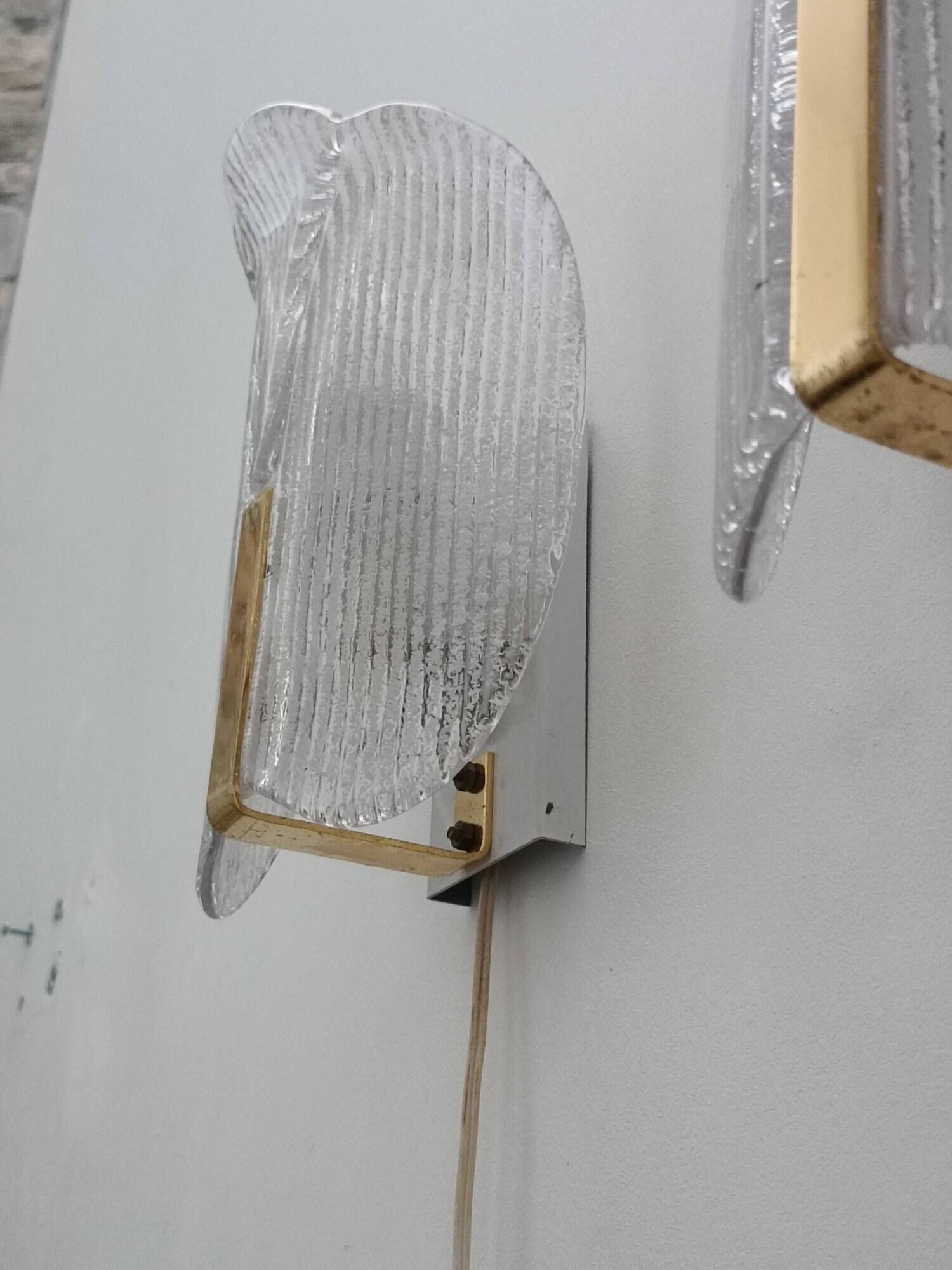 Pair of wall lights by Carl Fagerlund for Orrefors 1970s