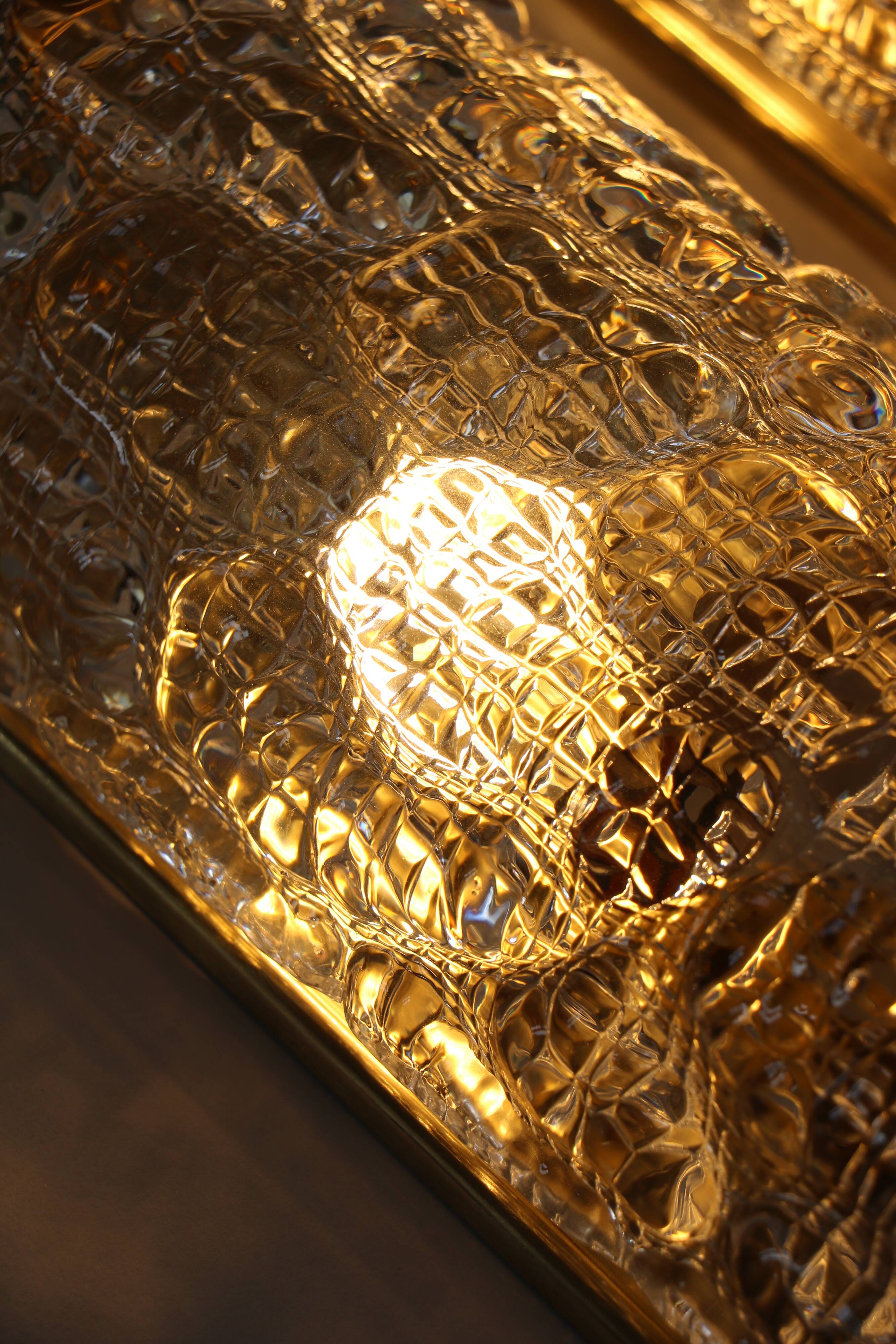 Pair of glass and brass sconces by Carl Fagerlund for Orrefors, 1960