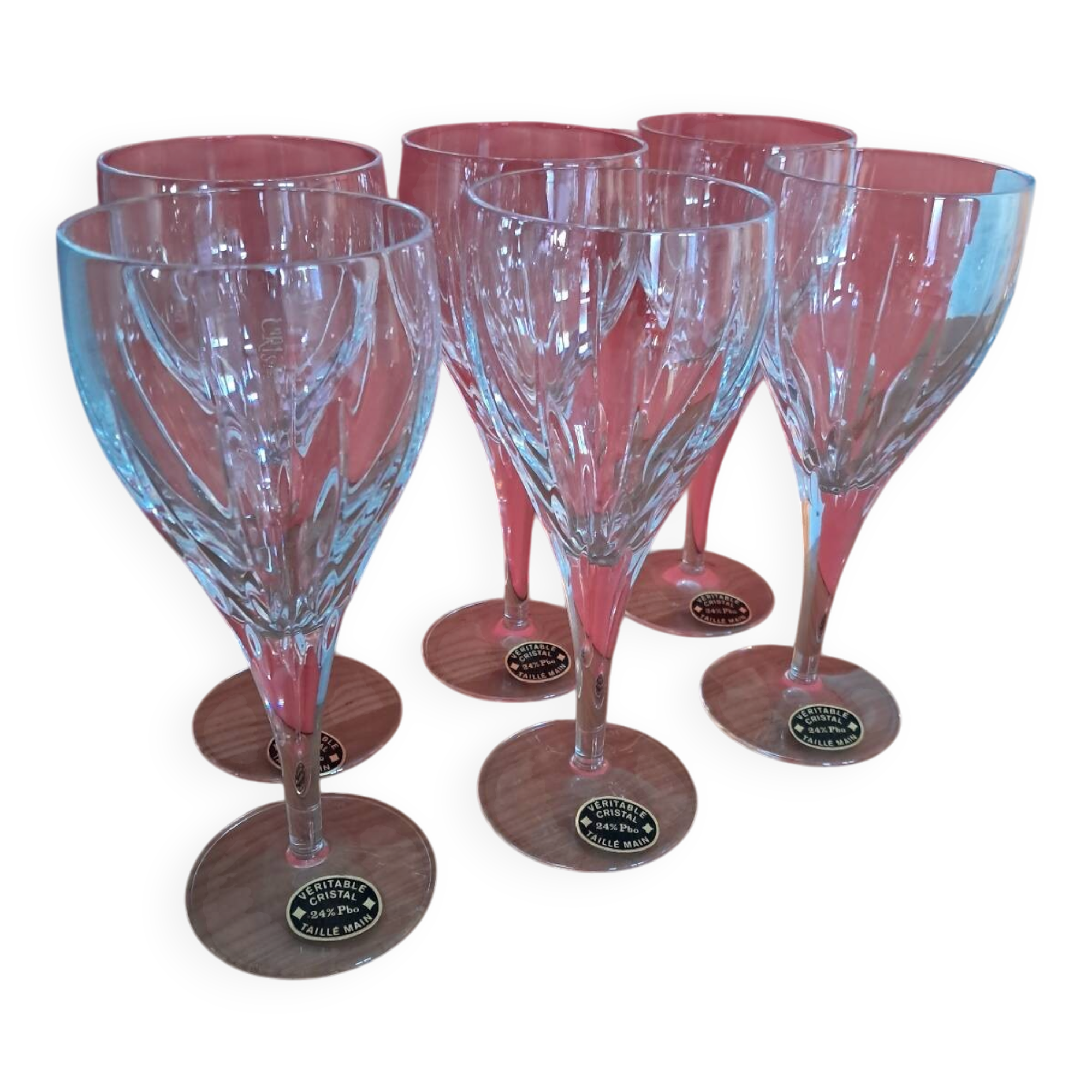 6 crystal glasses from Lorraine in the original box.