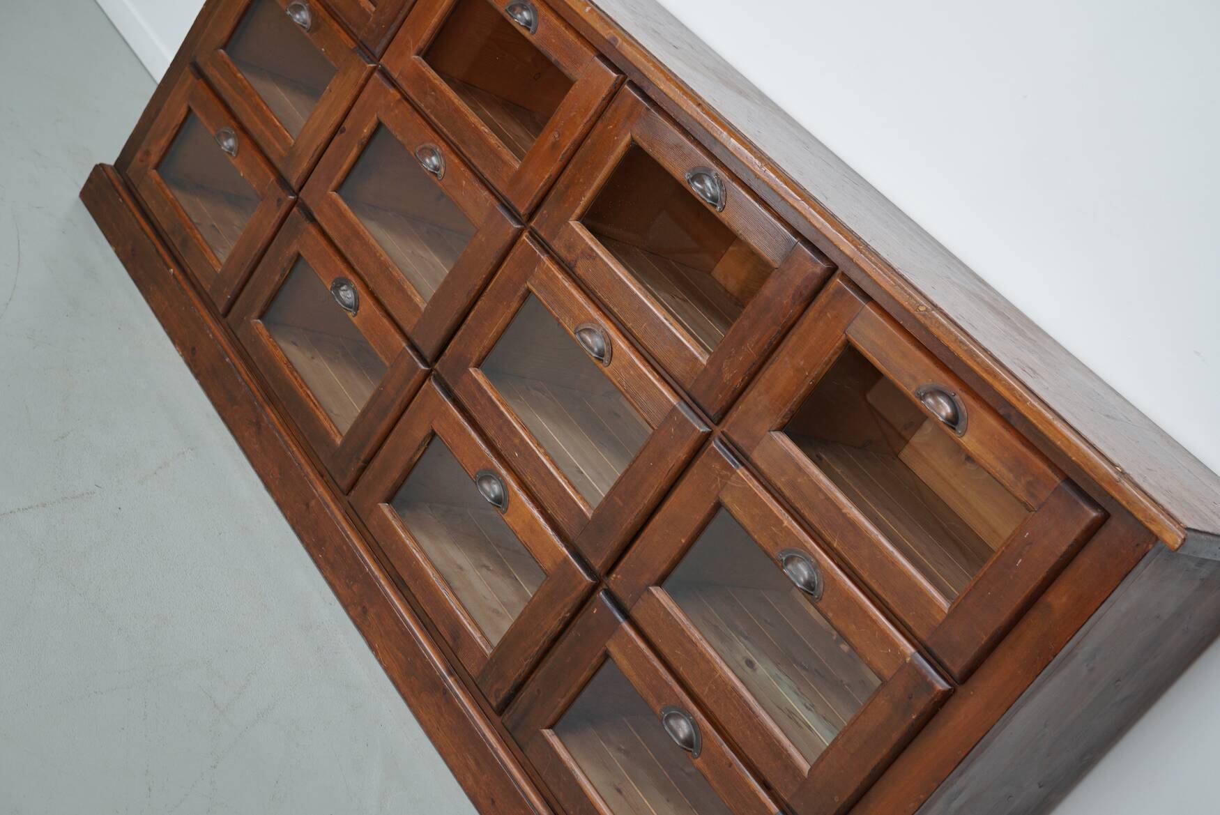 Vintage Dutch Pine Haberdashery Shop Cabinet, Mid-Century