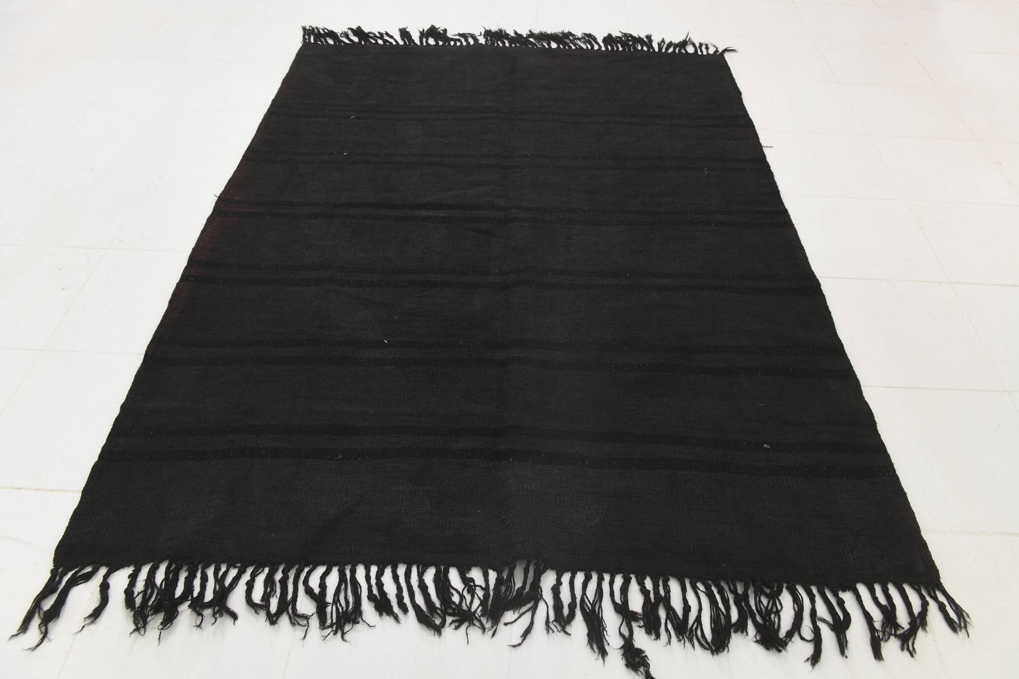 Striped Pattern Black Vintage Rug, 204x296 Cm