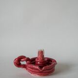 pink woven slip candle holder 1960