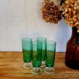 4 vintage 1970s green Luminarc Cavalier champagne flutes