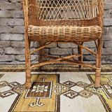 Fauteuil osier rotin 1960 vintage
