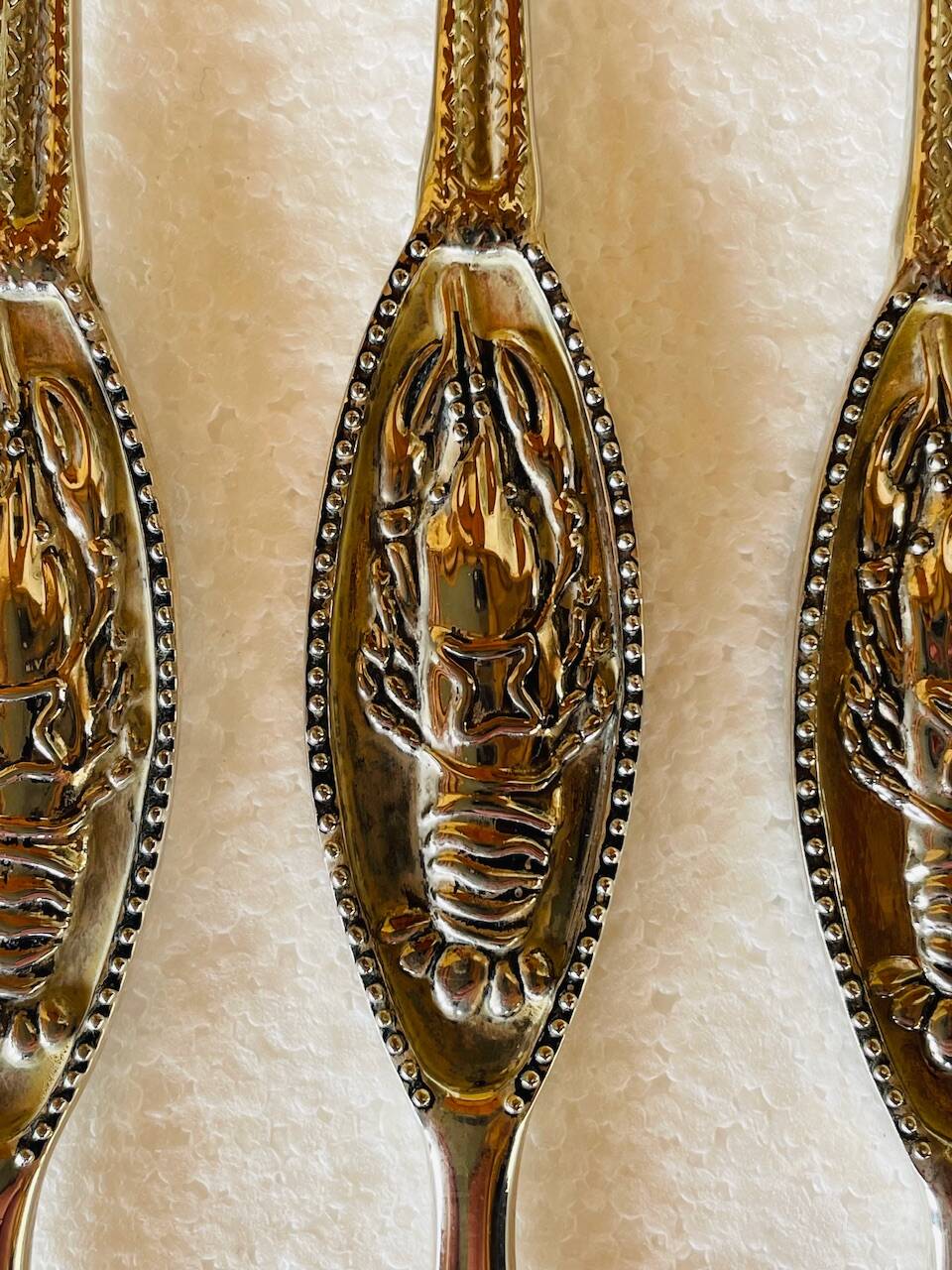 Set of 6 lobster forks and tongs, silver plated metal by Silea, circa 70