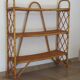 Bookcase, rattan shelf, 70s