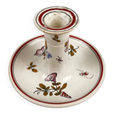 Hand-painted ceramic candlestick, flower pattern.