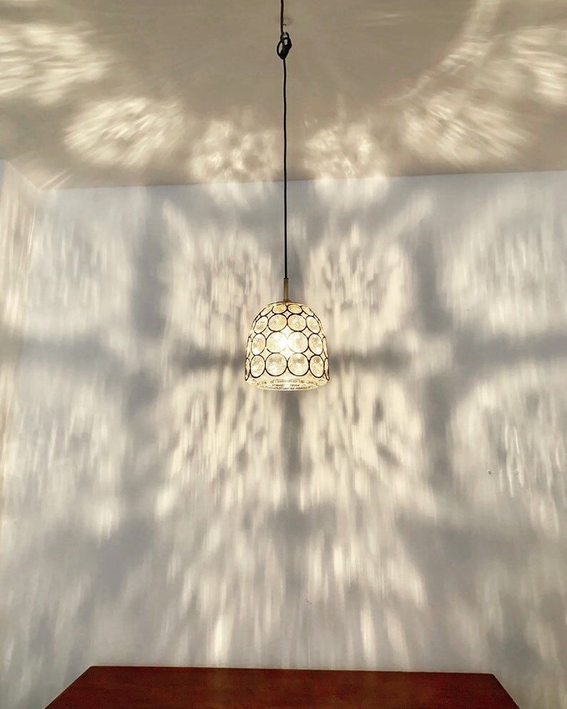 Mid Century Modern iron ring design pendant lamp by Glashütte Limburg