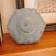 Vintage ceiling light in light blue glass with new frame.
