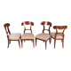Chaises Biedermeier en noyer, tchèque, années 1830, ensemble de 4