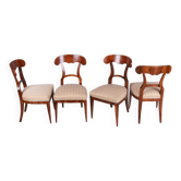 Chaises Biedermeier en noyer, tchèque, années 1830, ensemble de 4