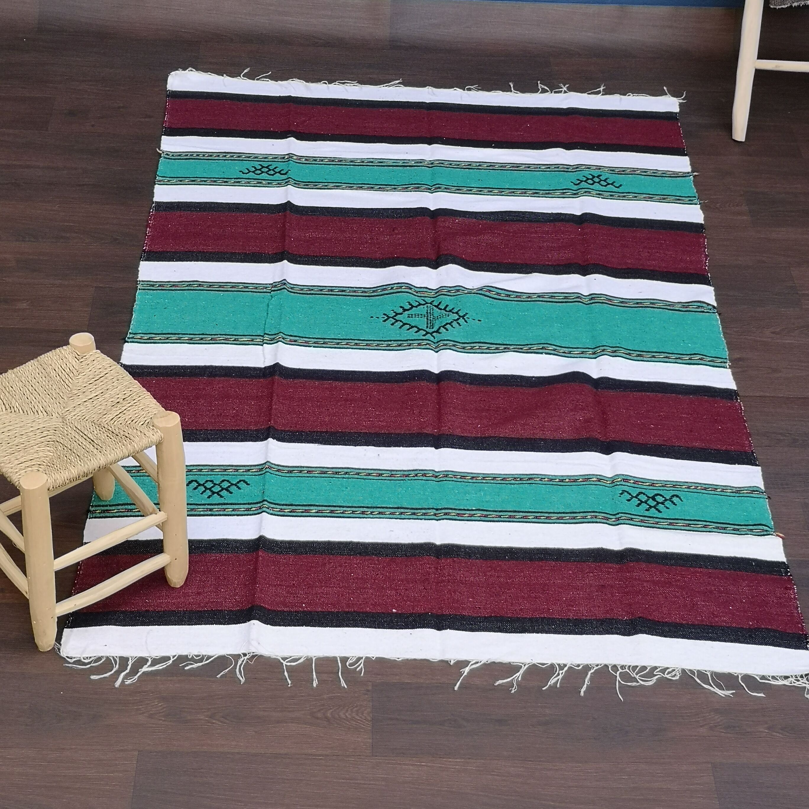 Handmade berber carpet made of multicolored cotton 140x225 cm