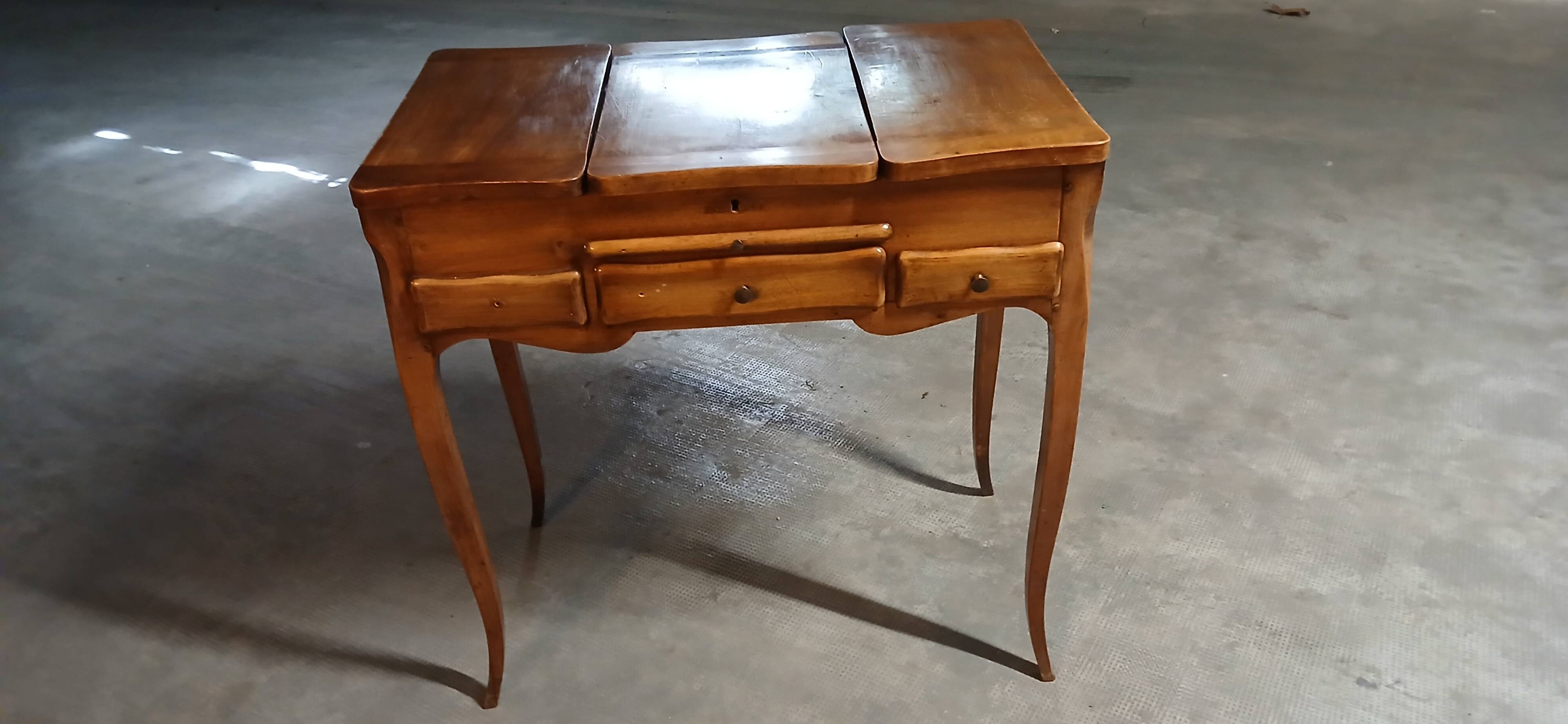 Period dressing table and writing desk in fruitwood, Louis XV style.