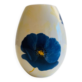 Egg-shaped vase in Lunéville earthenware from the "Blue Anemone" collection