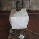 Cracked ceramic Art Deco lamp, table lamp, cube-shaped lamp.