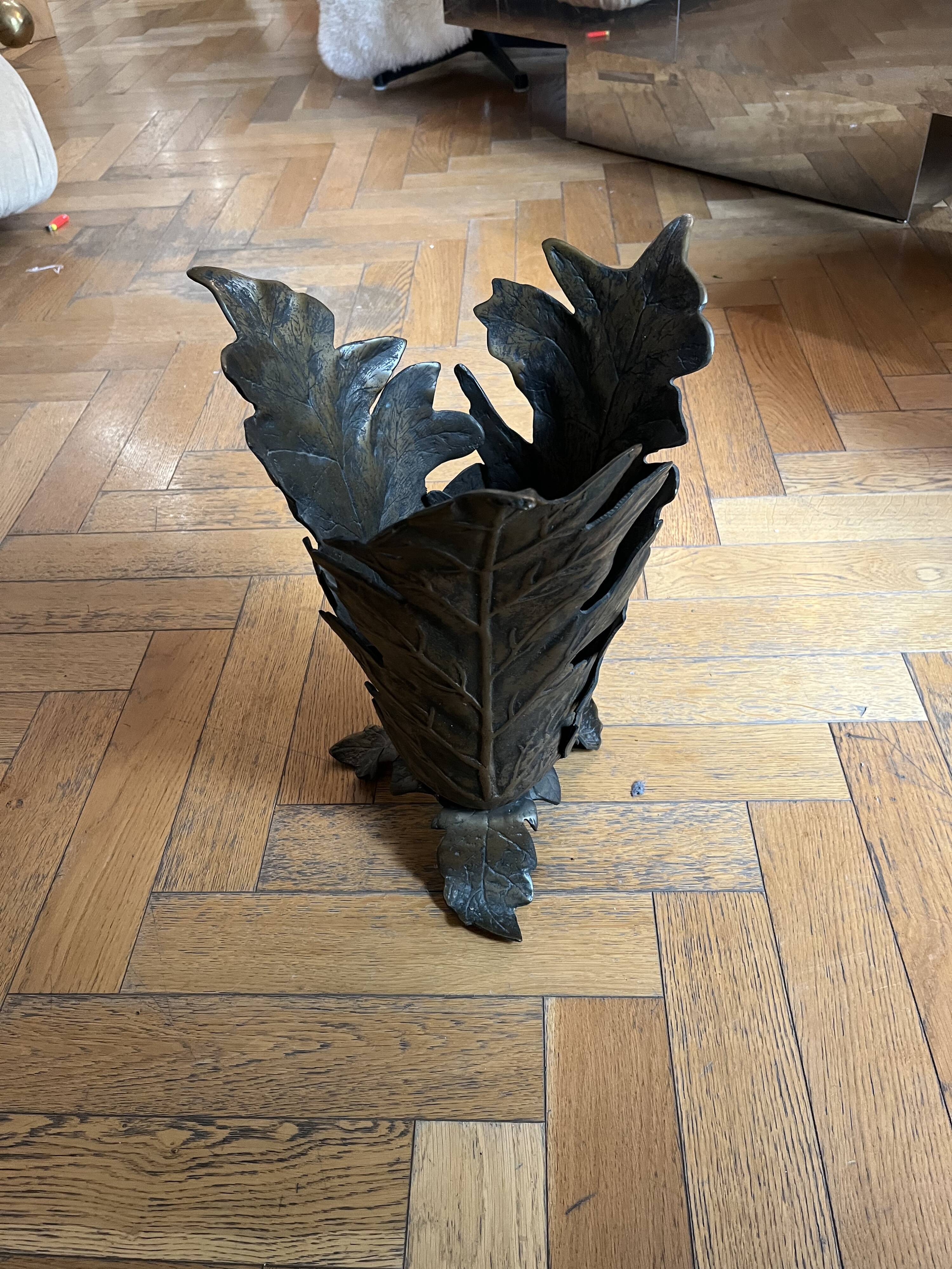 Elegant bronze umbrella door by the famous Italian designer Gabriella Crespi