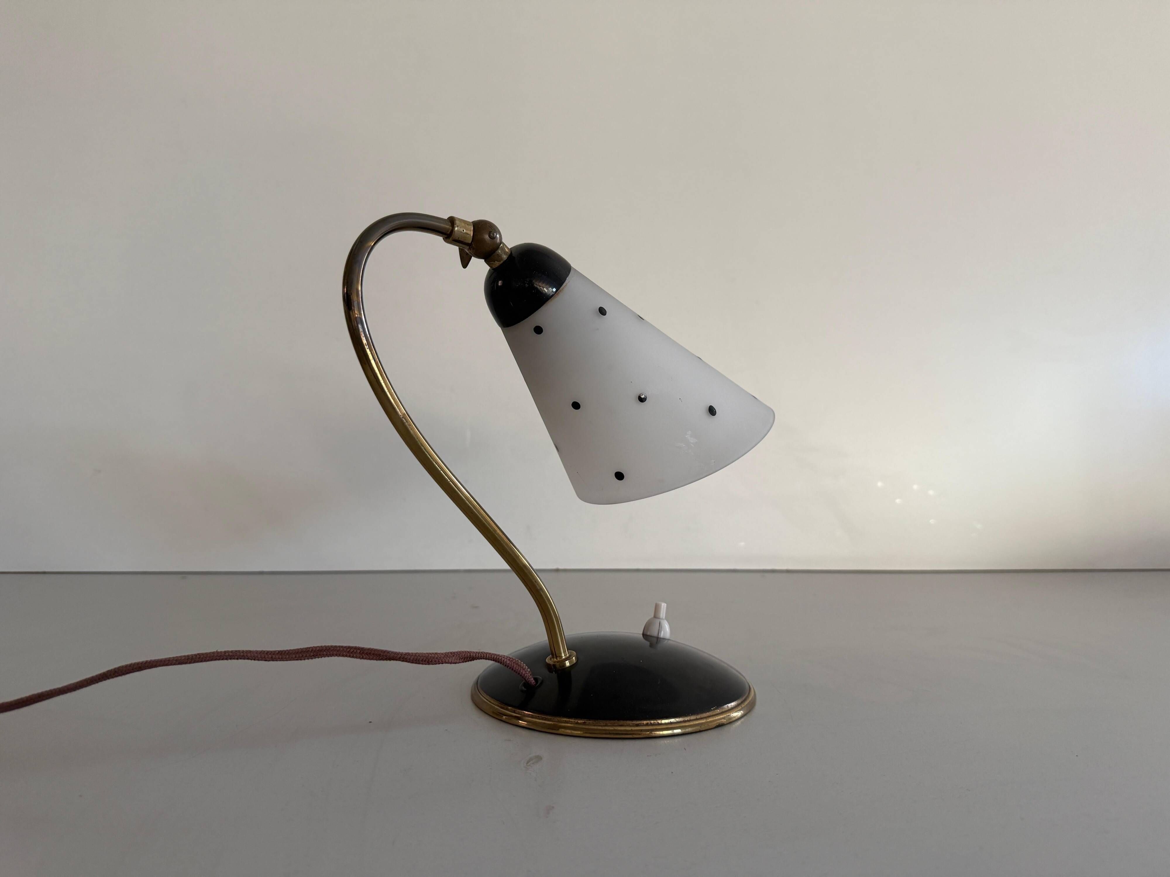 Mid-century bedside lamp in black metal and brass, 1950s, Germany