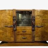 Sideboard in a row, Art Deco period, in walnut.
