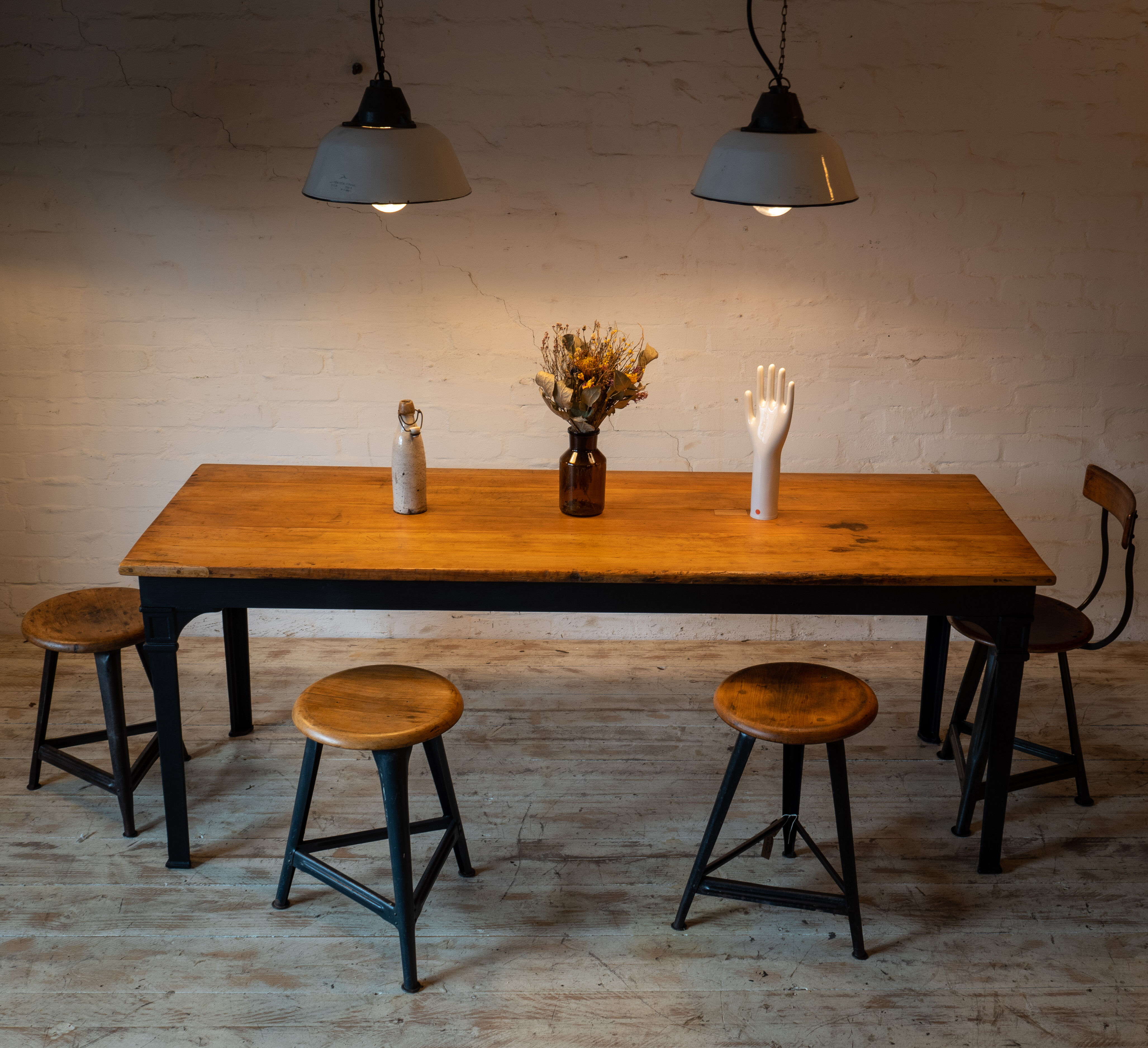 Reichsbahn table with narrow original beech top