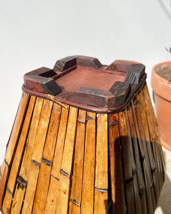 Porte parapluies vintage en rotin style colonial 1930 - Cache pot vintage en rotin