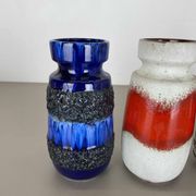 Set of Four Vintage Pottery Fat Lava Vases Made by Scheurich, Germany, 1970s