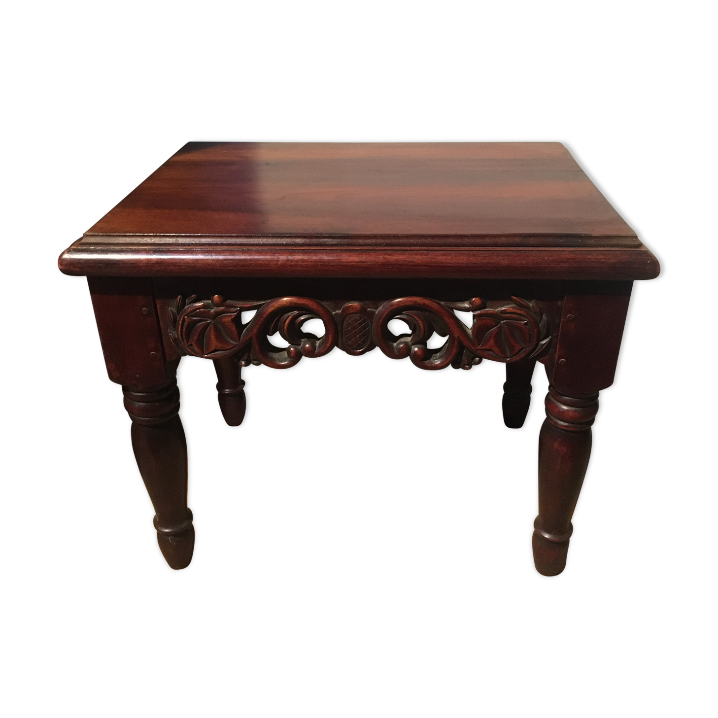 Carved wooden sofa end, mahogany