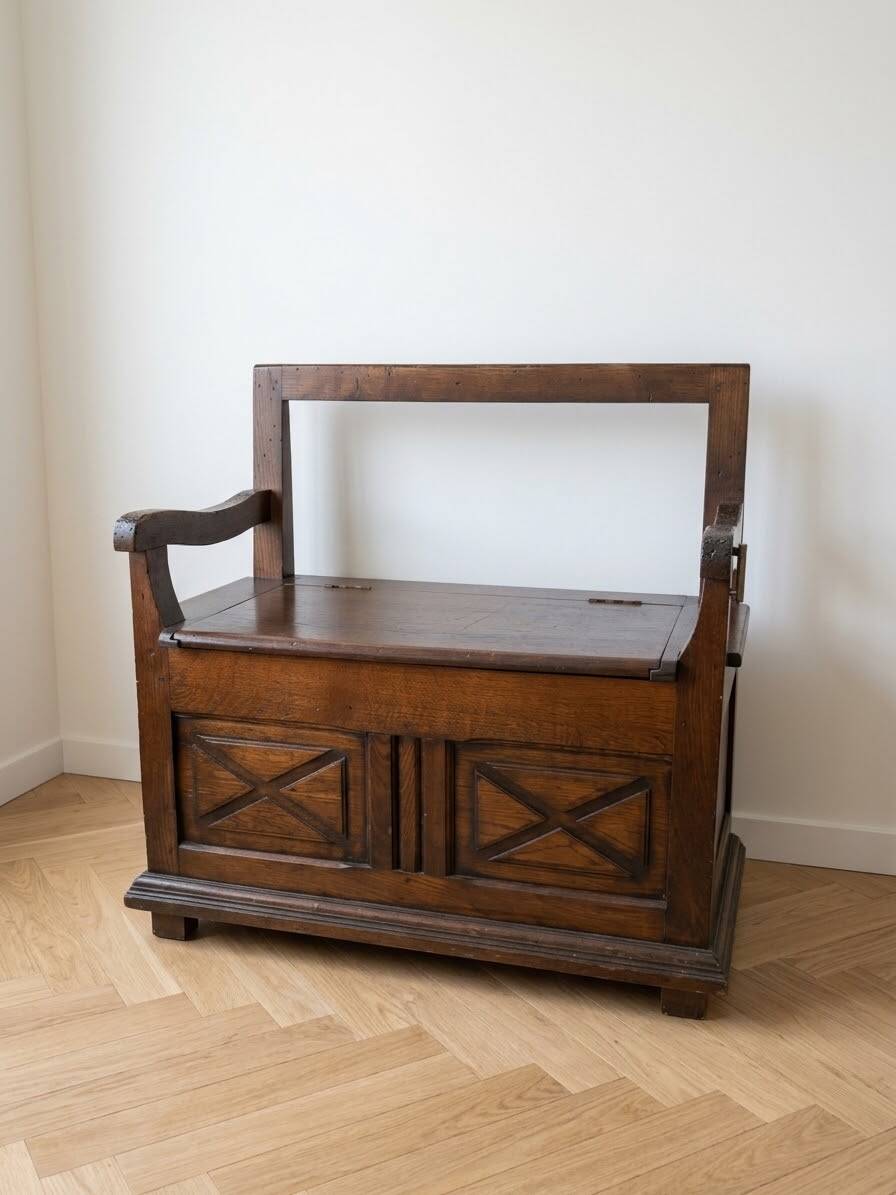 Antique wooden bank chest