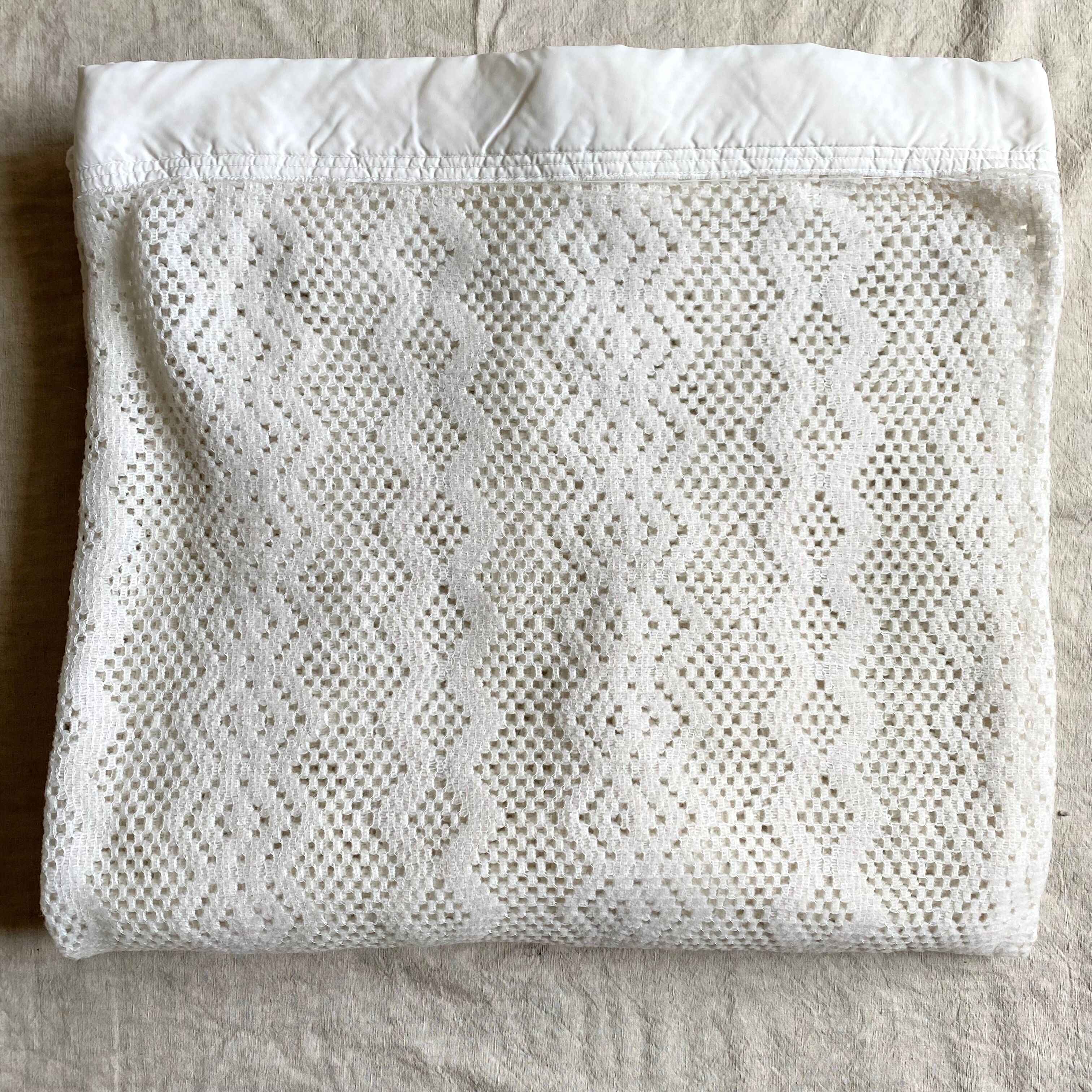 Dessus de lit en laine tricoté vintage 220x240