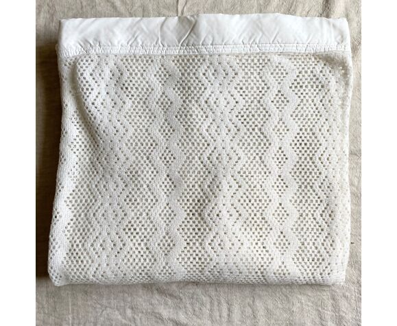 Dessus de lit en laine tricoté vintage 220x240 | Selency