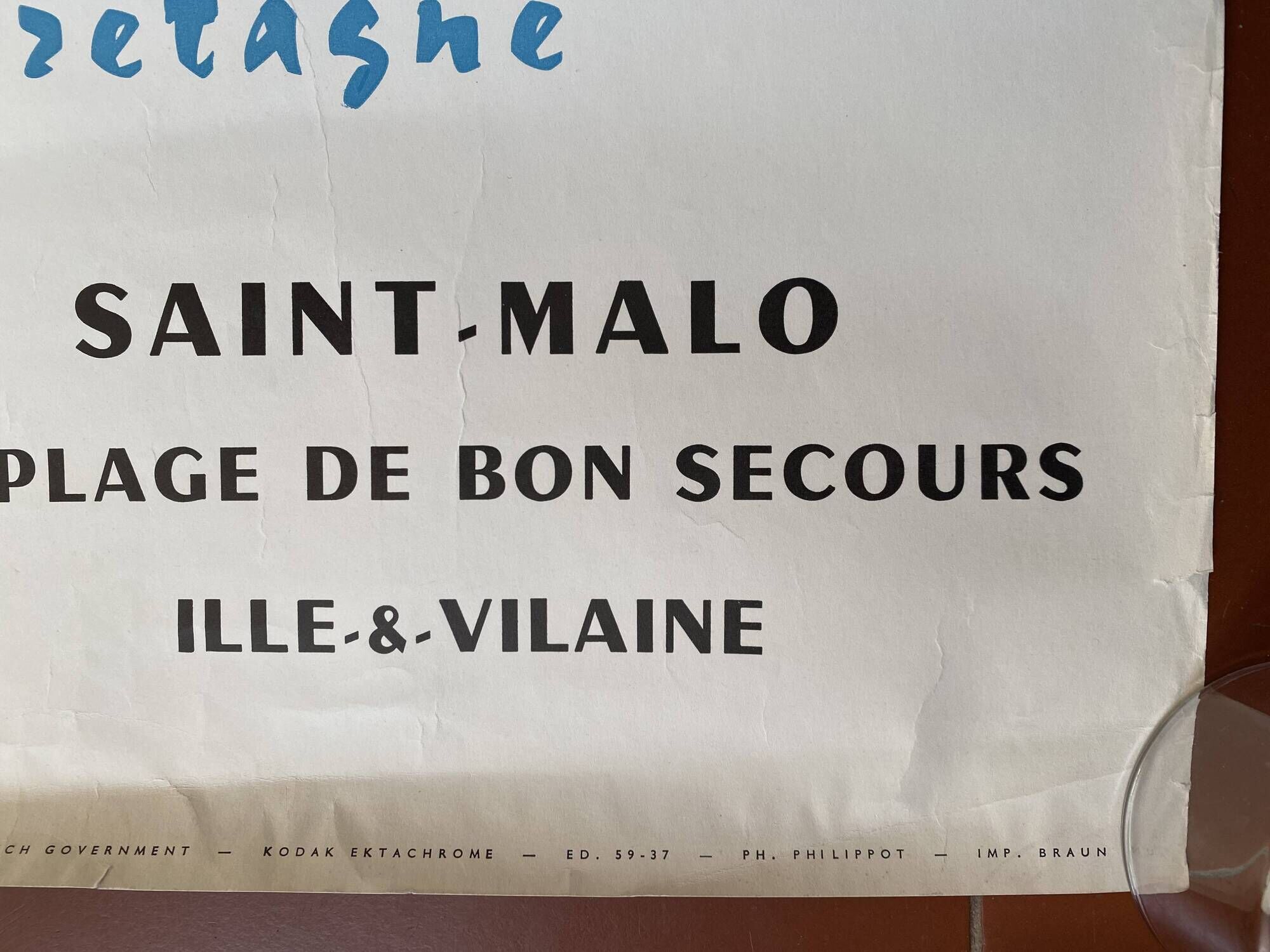 Original tourist poster "The Beaches of Brittany" Saint-Malo 62x100cm 1959