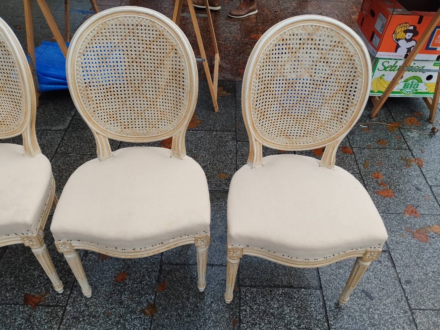 Beautiful set of six antique Louis XVI style chairs