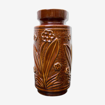 Vintage floral vase, west german ceramic