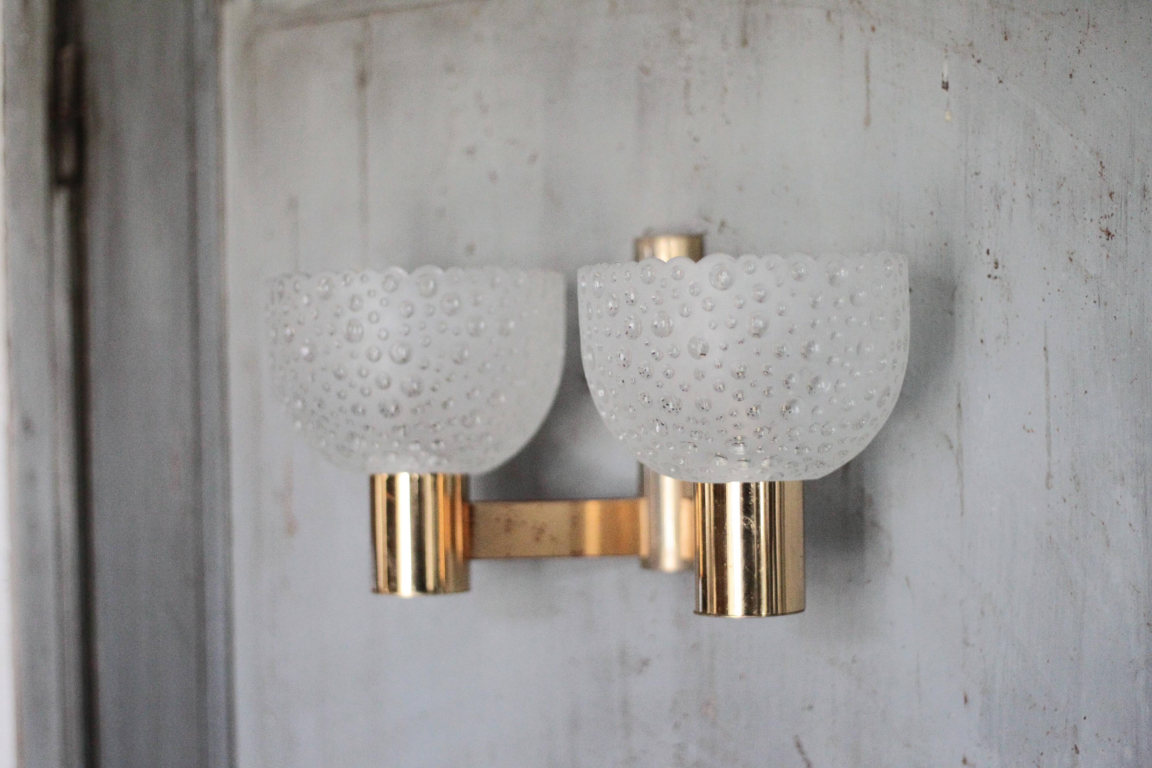 vintage wall light, golden metal and bubbled glass wall sconce, lighting, decor