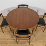 Table à manger ronde extensible et chaises du milieu du siècle de McIntosh, années 1960