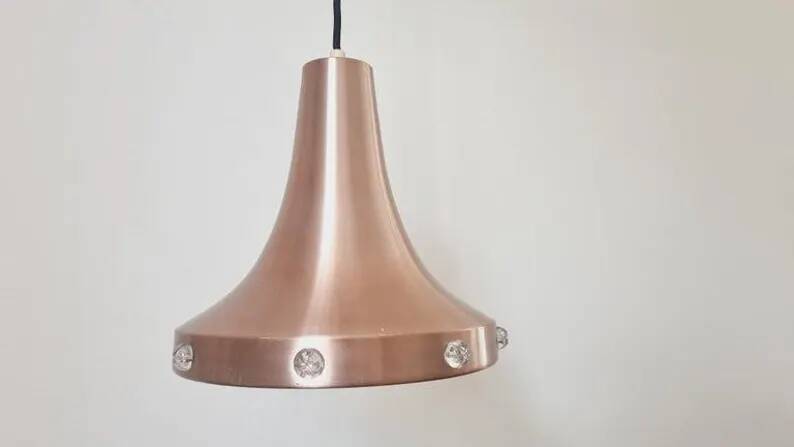 Midcentury Copper Pendant Vitrika, Sweden, 1970s