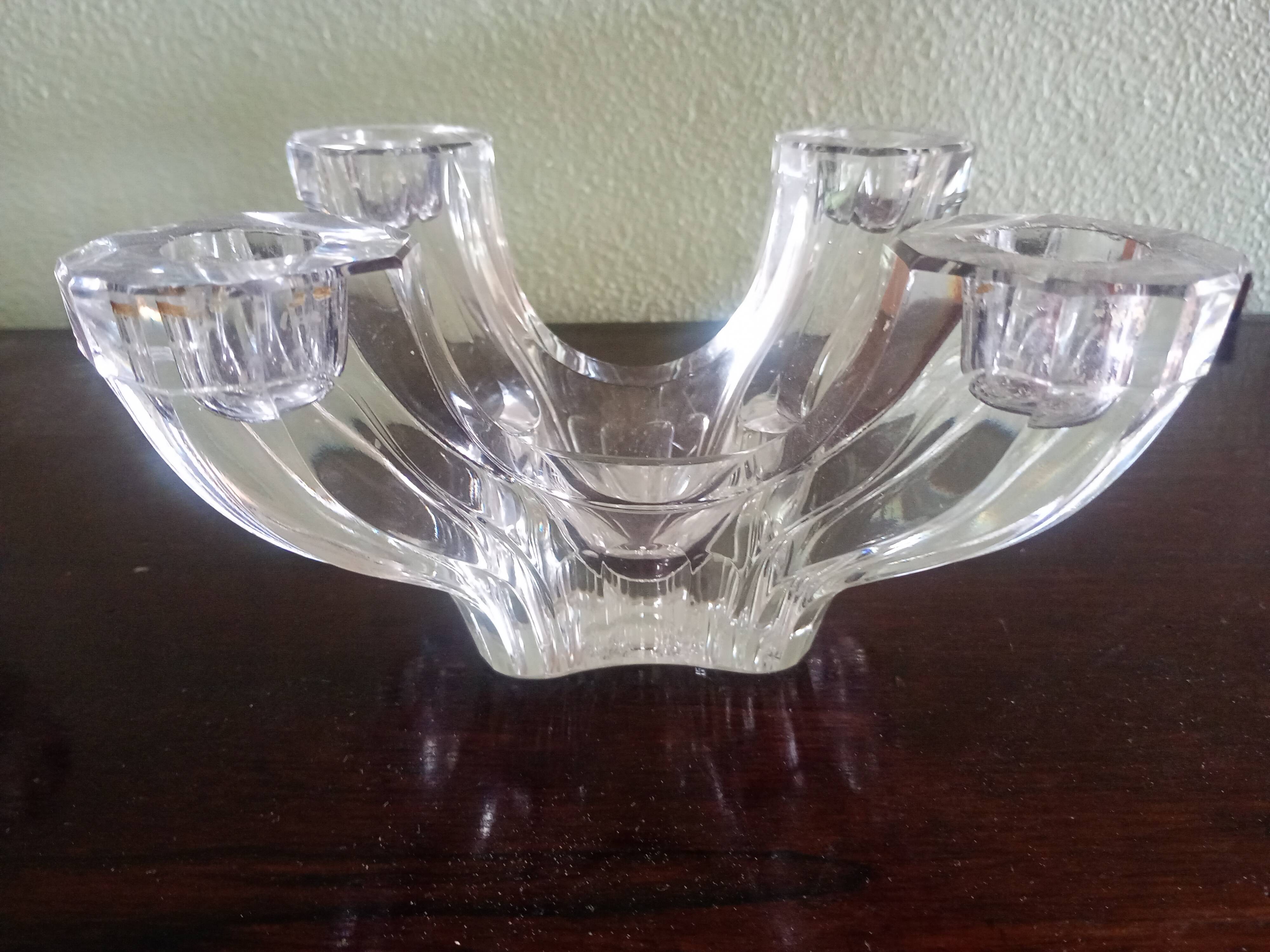 Val Saint Lambert - Pair of 4-light crystal candlesticks - modern design