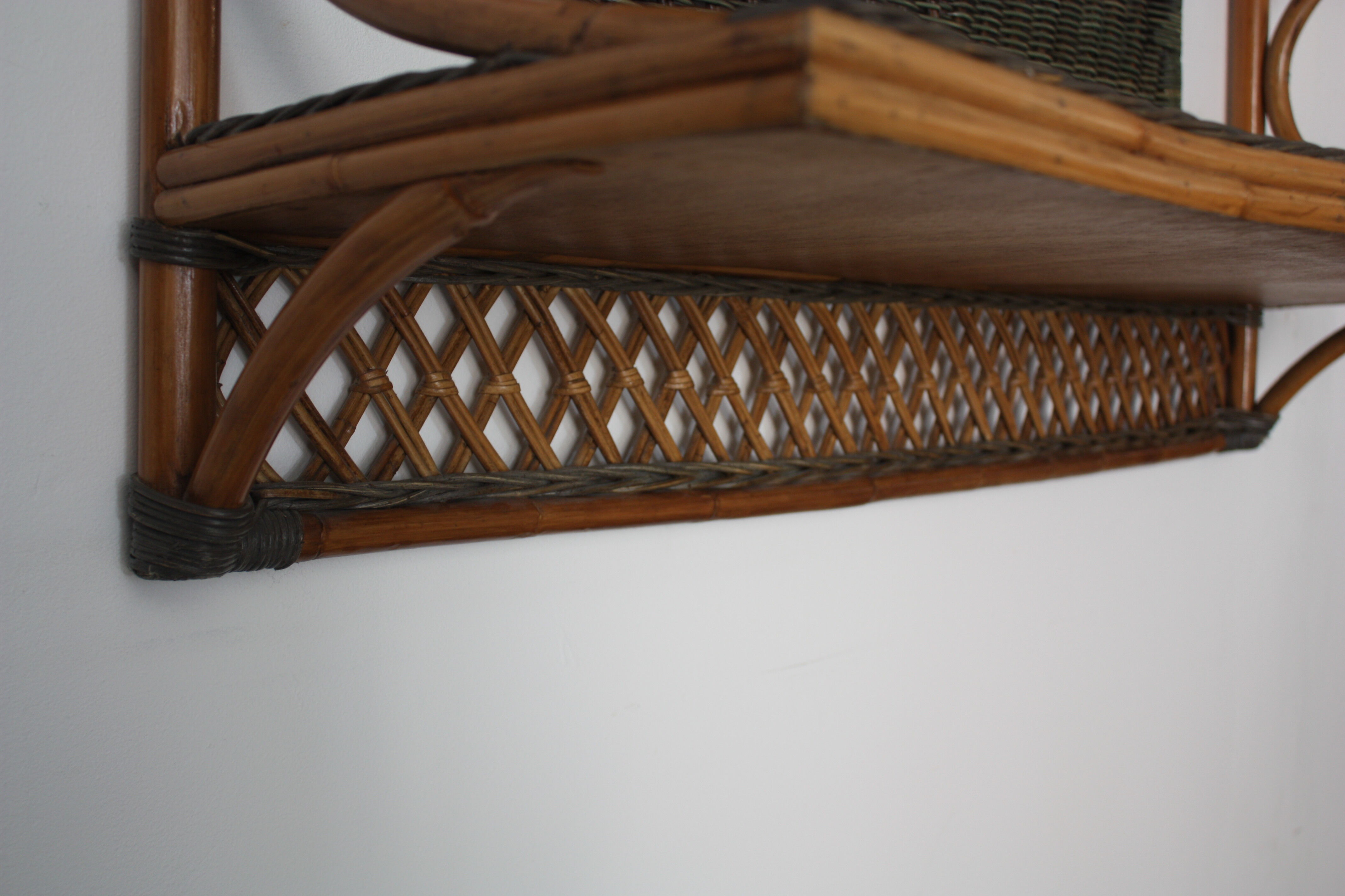 Vintage rattan wall shelf